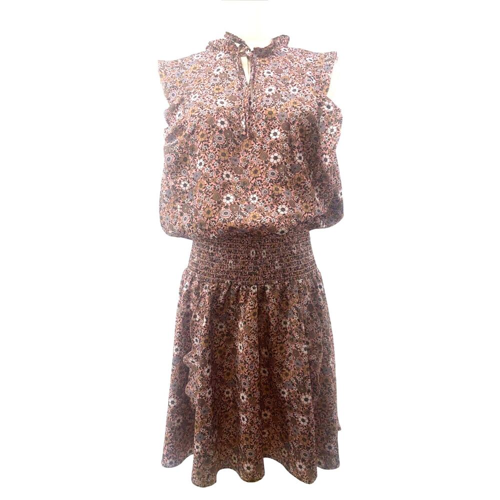 Outerknown Womens Pink Floral Mini Dress Sleeveless Elastic Waist Small $228